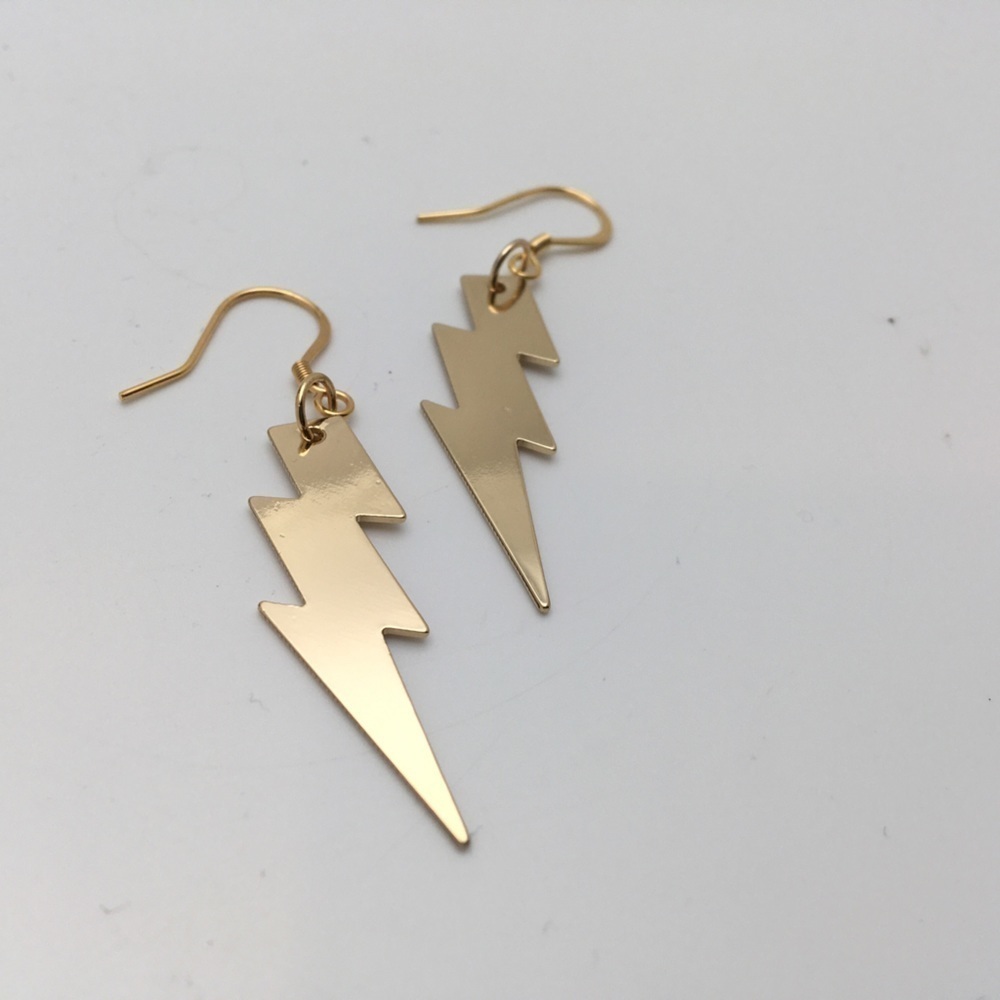 Gold Lightning Bolt Ziggy Stardust Earrings
